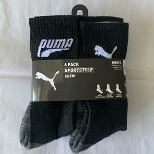 6-Pack Puma Performance Crew Socks - Black
